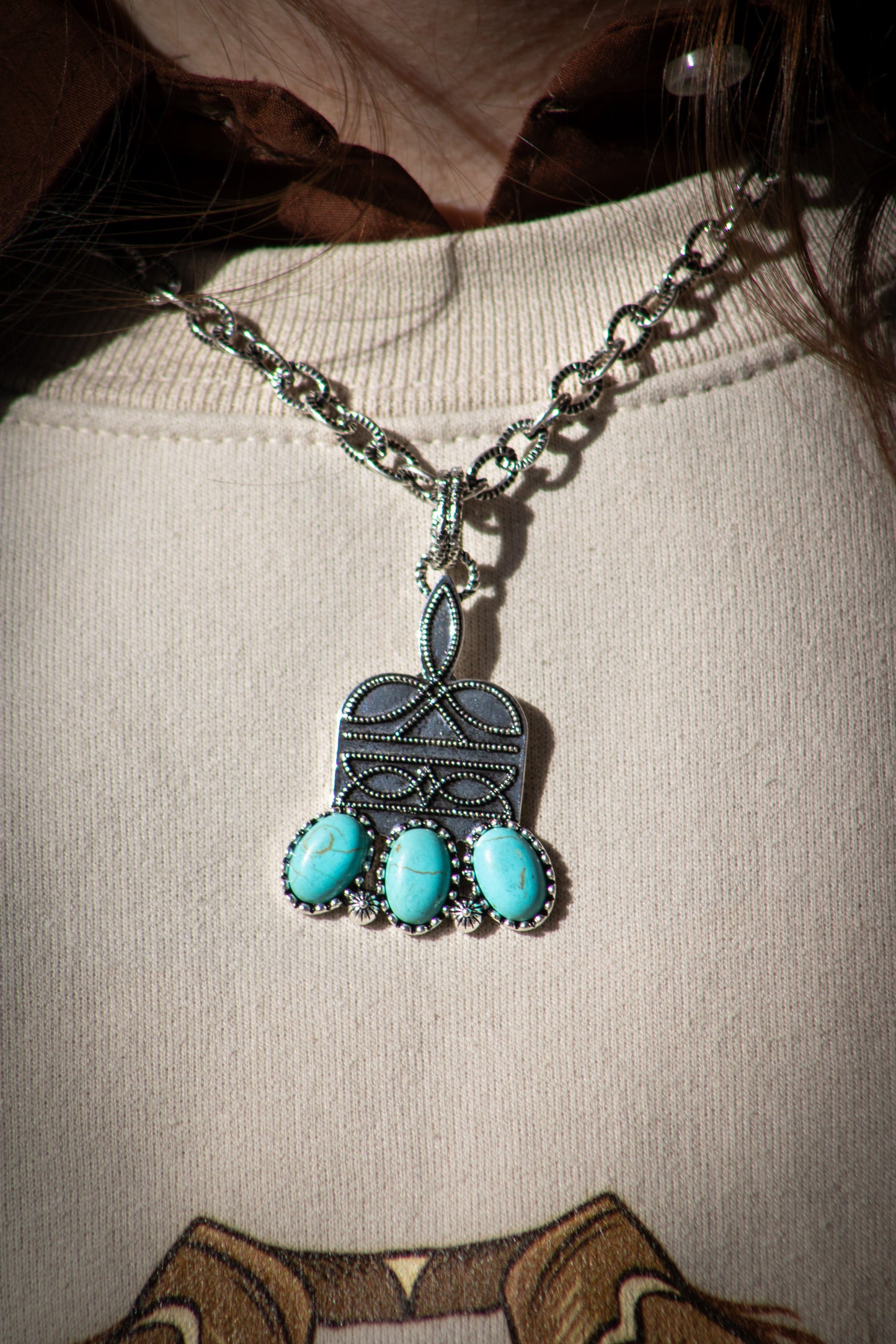 The Boot-stitch Turquoise Pendant