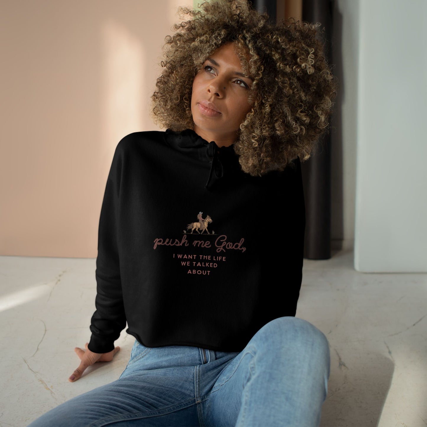 Push Me God Crop Hoodie